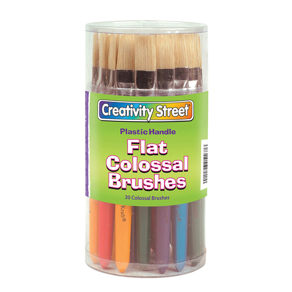 Creativity Street Colossal Brushes, Flat, Assorted Colors, 7.25" Long, PK30 PAC5167